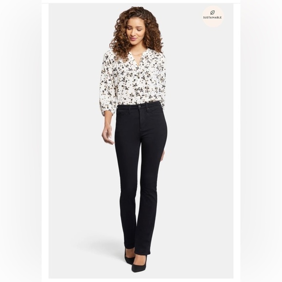 NWT NYDJ Billie Mini Bootcut Jeans In Sure Stretch® Denim With High Rise Black - Picture 1 of 16